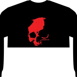 Cropped Long Sleeve Tee - Red Skull Graphic Fashion Top